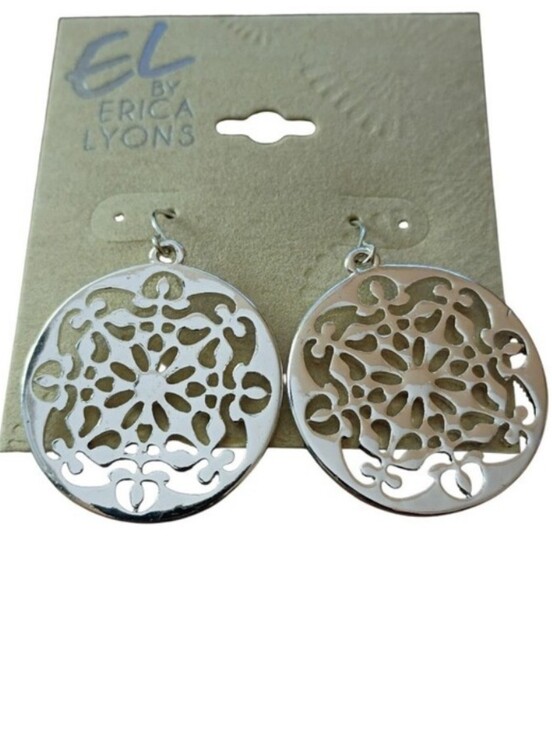 Erica Lyons Jewelry - Fashion Jewelry Erica Lyons Silver Tone Filigree Cut Out Round Dangle Earrings